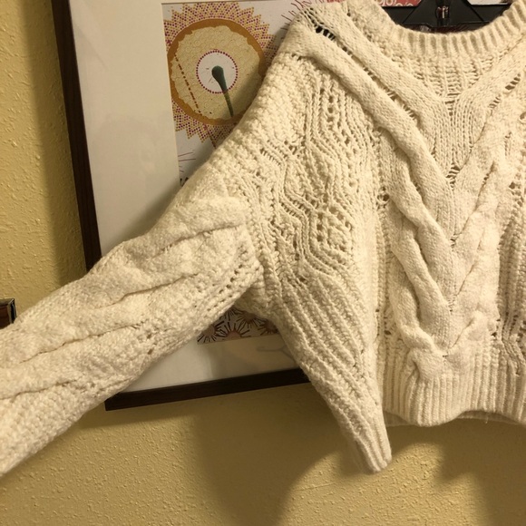 I R O PARIS Winter White Chunky Cable Knit Drop shoulder Sweater XL Wool/Alpaca - Picture 3 of 10